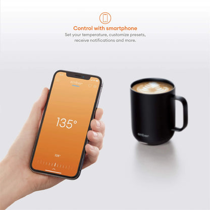 Temperature Control Smart Mug 2, 10 Oz, Black 1.5-Hr Battery Life App Controlled Heated Coffee Mug