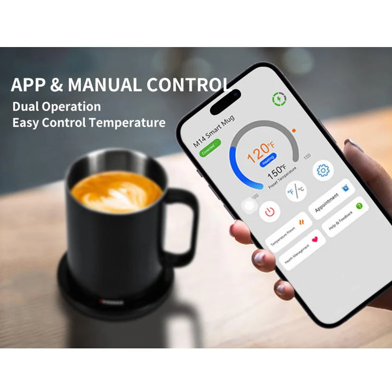 Temperature Control Smart Mug Wholesale Smart Temperature Control Travel Coffee Mug 14Oz, Black, App Controlled Heated